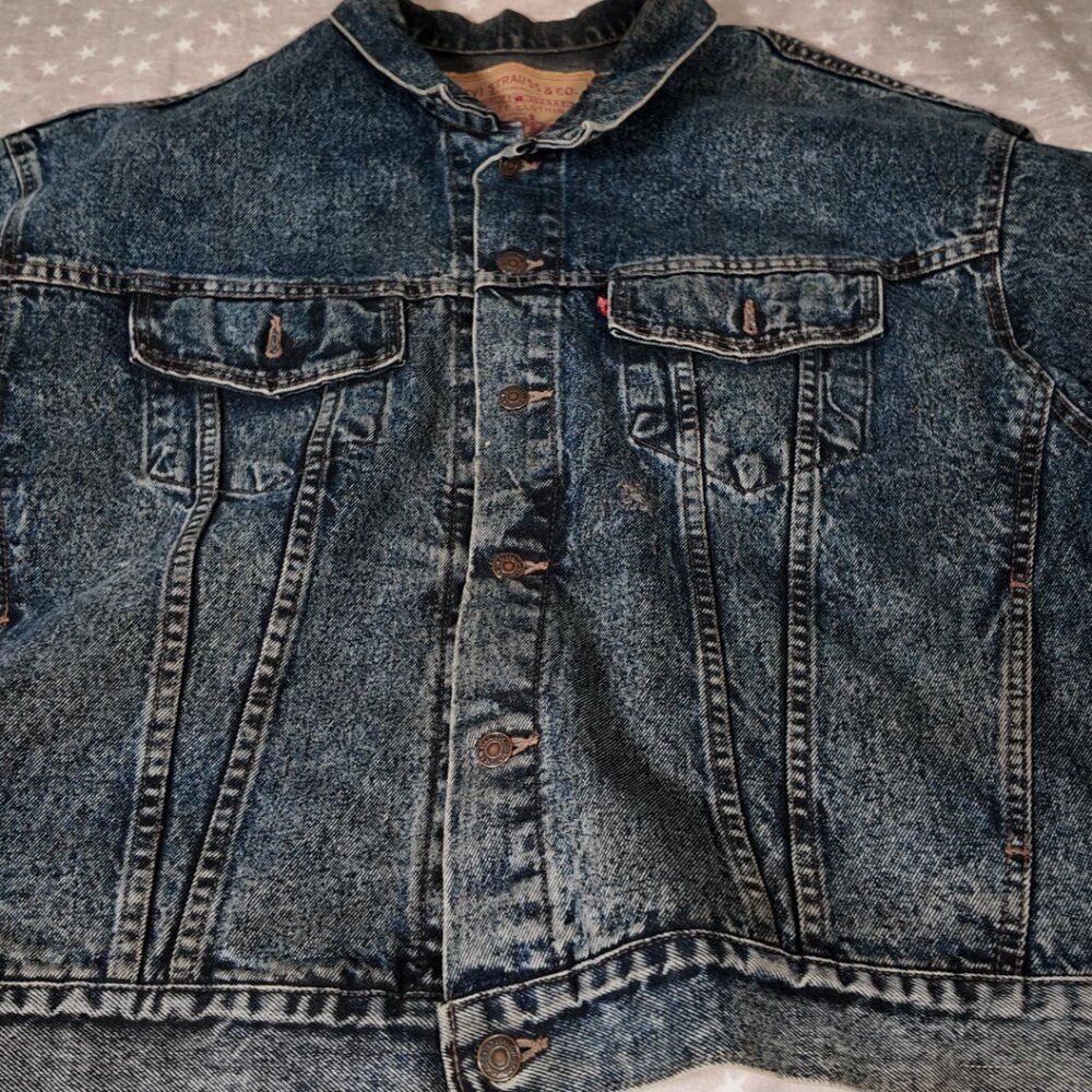 🔥 Vintage Levi’s Acid Wash Denim Trucker Jacket - XL - 80s/90s Style 🔥 - Picture 4 of 10